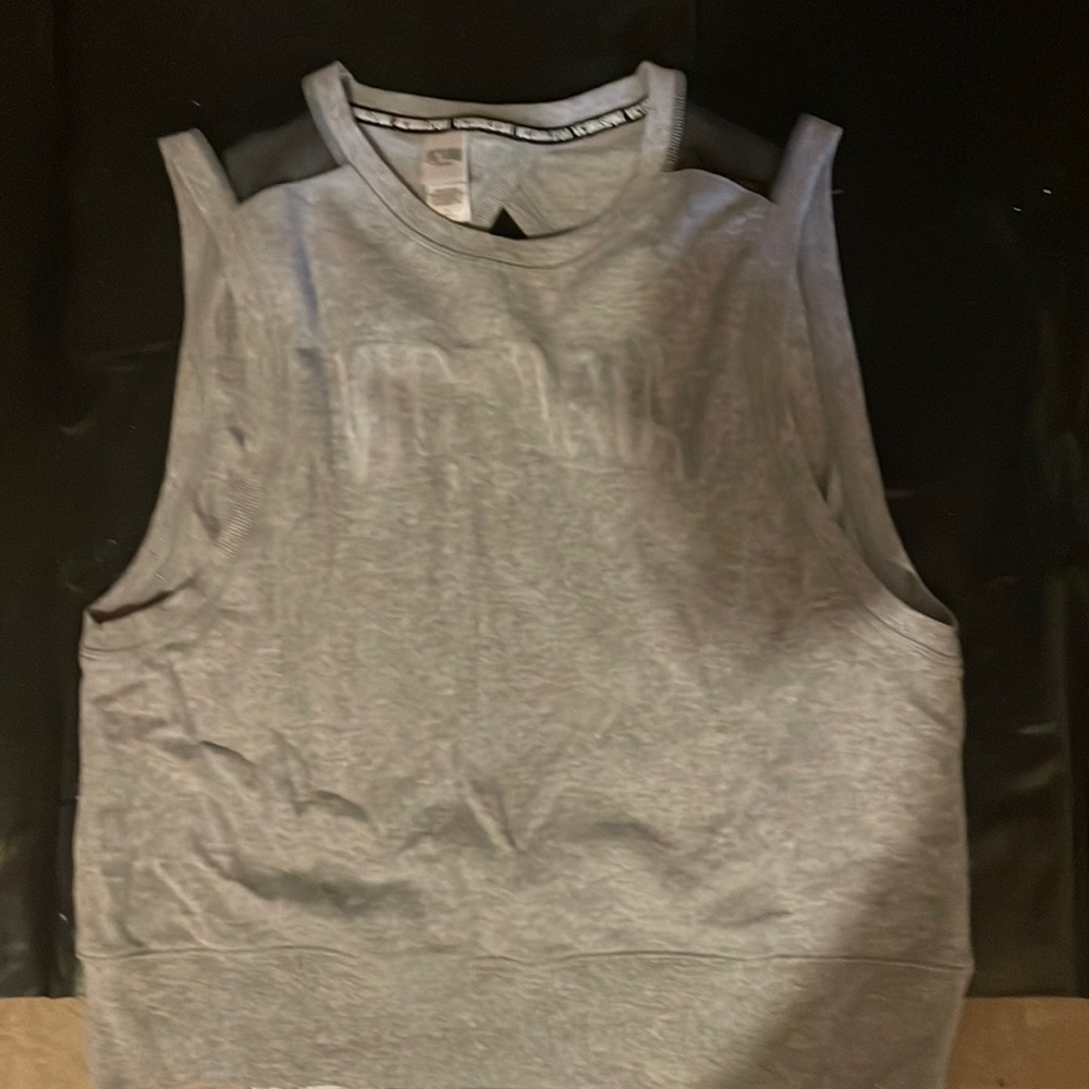 A large gray Sport Victoria Secret tank top